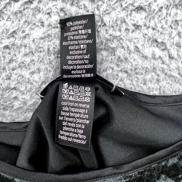 VICTORIA'S SECRET Black Crushed Velvet‎ Slip Dress Y2K M/L Goth Grunge 90s - Picture 13 of 13